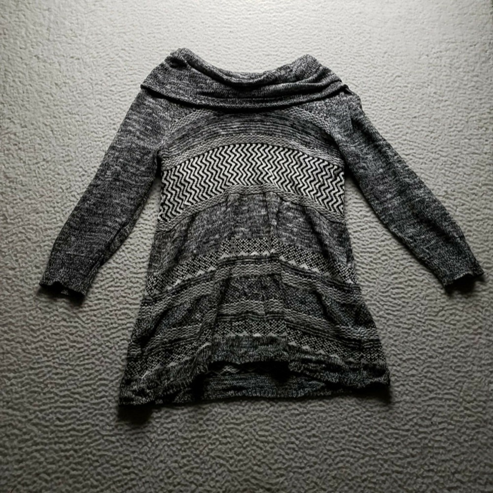 Cable & Gauge Sweater Tunic Womens Large Gray Cowl Neck Long Sleeve Knit